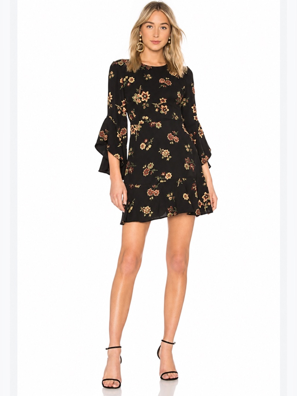 A.L.C 100% silk Cassidy bell sleeve mini dress LC